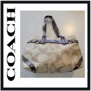 coach signature sateen large carly handbag